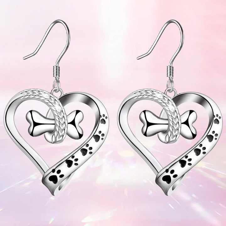 Sada šperků se psí tlapkou, srdcem a kostí – 2-dílná sada